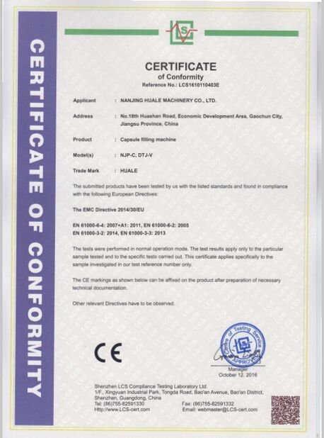 Chine WENZHOU HUALE MACHINERY CO.,LTD certifications